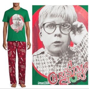 A Christmas Story Mens 2pc Pajama Set Fleece TShirt NWT